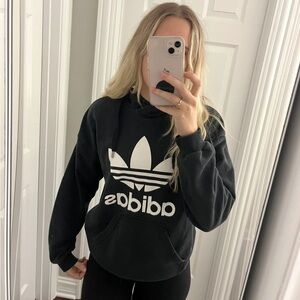 Adidas Women's Black and White Trefoil Hoodie